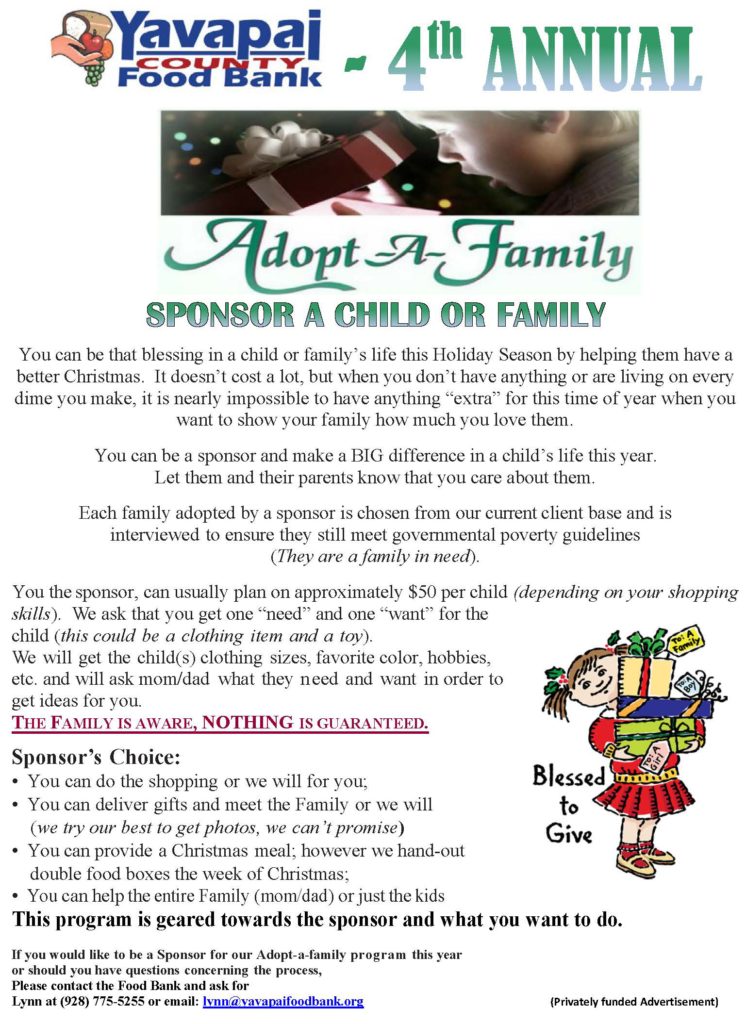 Adopt A Family for Christmas Yavapai County Food Bank