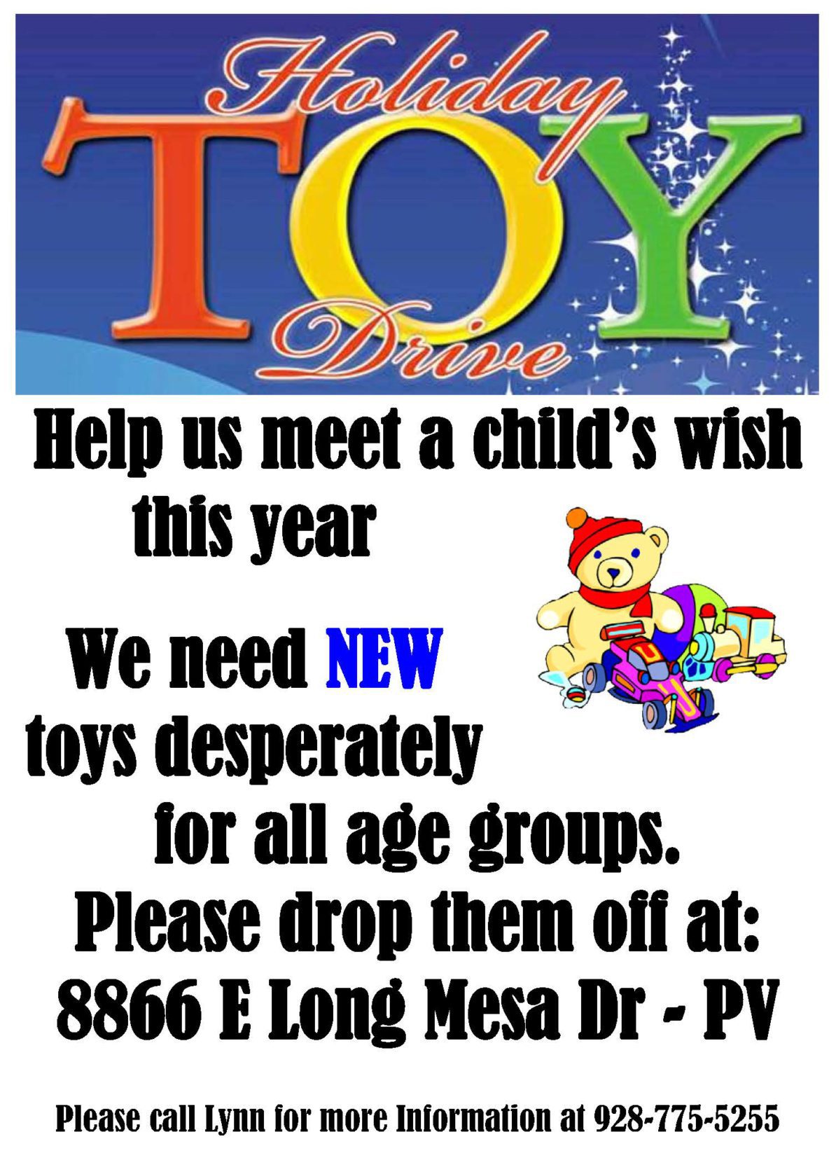 Toy Drive for Holidays Yavapai County Food Bank
